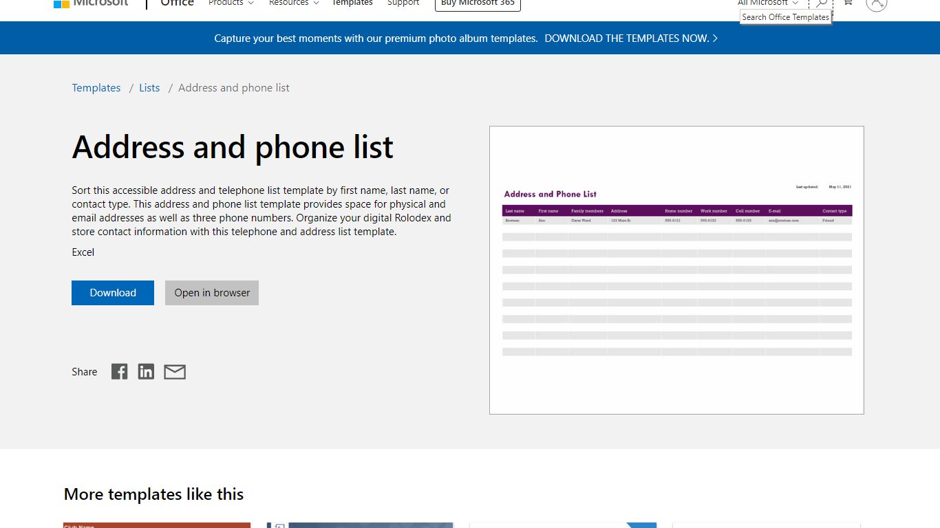 Address and phone list - templates.office.com
